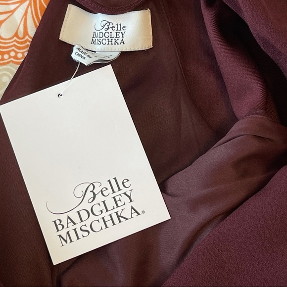 NWT Belle Badgley Mischka Burgundy Cape Dress - Picture 12 of 15
